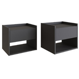 Hever Wall Hung Anthracite Wooden Bedside Cabinets In Pair