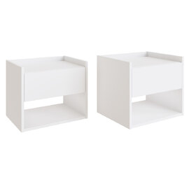 Hever Wall Hung White Wooden Bedside Cabinets In Pair