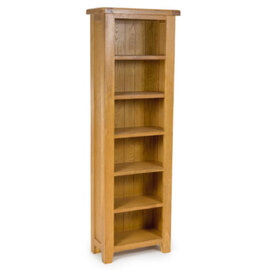 Hewitt Slim Wooden Bookcase With 6 Shelves In Rustic Oak