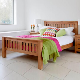 Hewitt Wooden Double Bed In Rustic Oak