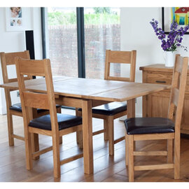 Hewitt Wooden Drop Leaf Dining Set With 4 Chairs In Rustic Oak
