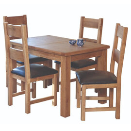 Hewitt Wooden Extending Dining Set With 4 Chairs In Rustic Oak