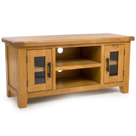 Hewitt Wooden TV Stand With 2 Doors In Rustic Oak