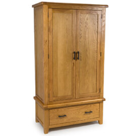 Hewitt Wooden Wardrobe With 2 Doors 1 Drawer In Rustic Oak