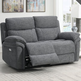 Hialeah Fabric Electric Recliner 2 Seater Sofa In Dark Grey