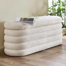 Hidalgo Fabric Storage Ottoman in Beige