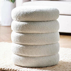 Hidalgo Fabric Storage Stool in Beige
