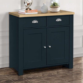 Highland Wooden Sideboard With 2 Doors 2 Drawers In Blue And Oak