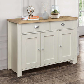 Highland Wooden Sideboard With 3 Doors 2 Drawers In Cream And Oak