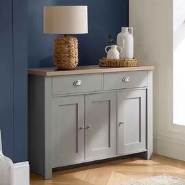 Highland Wooden Sideboard With 3 Doors 2 Drawers in Dark Grey and Oak