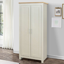 Highland Wooden Wardrobe With 2 Doors In Cream And Oak
