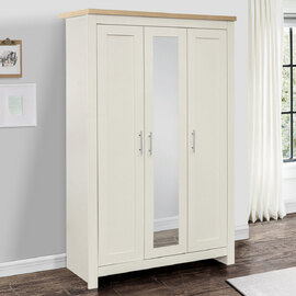 Highland Wooden Wardrobe With 3 Doors In Cream Oak