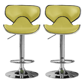 Hillsides Lime PU Leather Bar Stools With Chrome Base In Pair