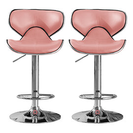 Hillsides Pink PU Leather Bar Stools With Chrome Base In Pair