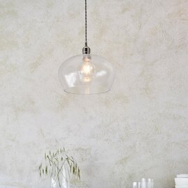 Hixson Medium Hammered Glass Pendant Ceiling Light In Nickel