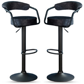 Hobart Charcoal Fabric Bar Stools - Pair