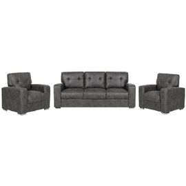 Hobart Fabric 3+1+1 Seater Sofa Set In Dark Grey