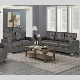 Hobart Fabric 3+2 Seater Sofa Set In Dark Grey