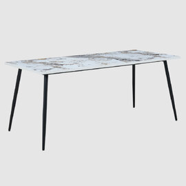 Hobart Large Wooden Dining Table In Pandora Marble Effect