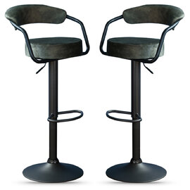 Hobart Olive Fabric Bar Stools - Pair