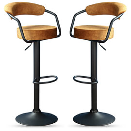 Hobart Rust Fabric Bar Stools - Pair
