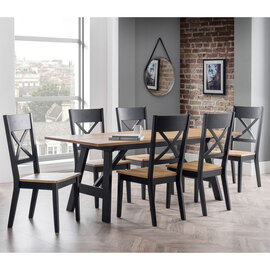 Haile Dining Set In Oak And Black With 6 Chairs