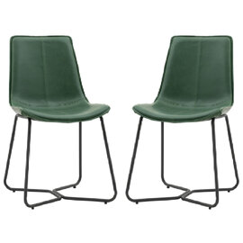 Holland Green PU Leather Dining Chairs With Black Frame In Pair