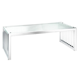 Holmdel Clear Glass Coffee Table With Chrome Frame