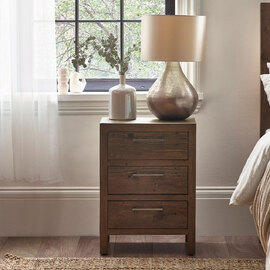 Homer Wooden Bedside Cabinet With 3 Drawers In Brown