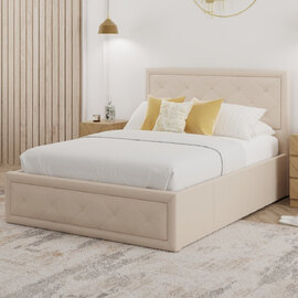Honiton Fabric Ottoman Storage King Size Bed In Natural