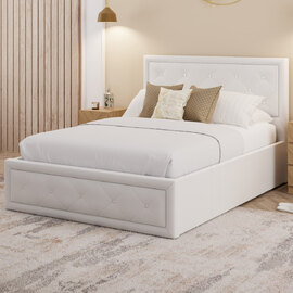 Honiton PU Leather Ottoman Storage King Size Bed In White