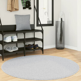Hopkins 120cm Polyester Round Non-Slip Washable Rug - Grey