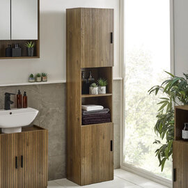 Hovaro Wooden Bathroom Cabinet with 2 Doors in Walnut