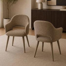 Hovion Hazel Fabric Dining Chairs in Pair