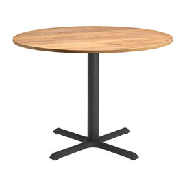 Hovirae Round Golden Oak Top Dining Table with Black Base