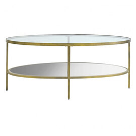 Hobson Clear Glass Coffee Table With Champagne Frame