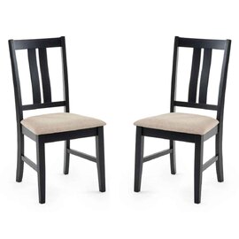 Hull Black Wooden Dining Chairs in Pair