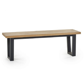 Hull Wooden Dining Bench With Black Legs In Oak