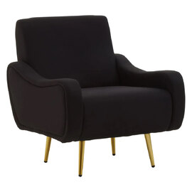 Hyannis Fabric Bedroom Chair With Gold Legs In Black