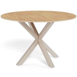 Hyeres Ceramic Round Dining Table With Grey Legs - Wild Oak