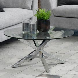 Hyeres Clear Glass Round Coffee Table With Chrome Legs
