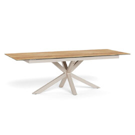 Hyeres Large Wild Oak Ceramic Top Extending Dining Table with Grey Steel Base