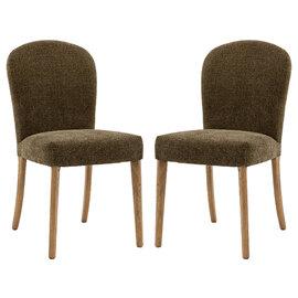 Hyeres Moss Green Fabric Dining Chairs With Oak Legs In Pair