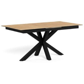 Hyeres Small Ceramic Extending Dining Table With Black Legs - Oak