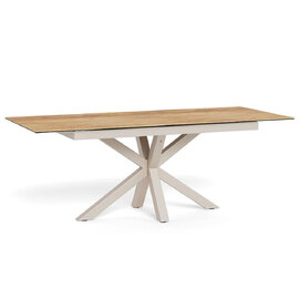 Hyeres Small Wild Oak Ceramic Top Extending Dining Table with Grey Steel Base