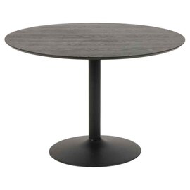 Ibika Large Wooden Round Dining Table With Black Base - Ash Black