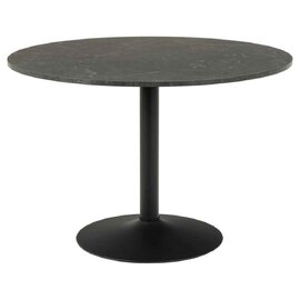 Ibika Large Wooden Round Dining Table With Black Base - Melamine Black