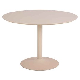 Ibika Large Wooden Round Dining Table With Metal Base - Beige