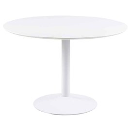 Ibika Large Wooden Round Dining Table With Metal Base - White