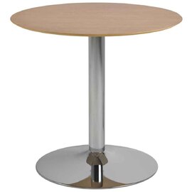 Ibika Small Wooden Round Dining Table With Chrome Base - Oak